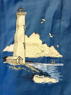 Vintage COASTAL LIGHTHOUSE SEAGULL BIRD Wrap Skirt Cottage Core Fisherman Beach - Thumbnail 11