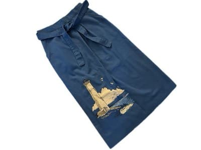Vintage COASTAL LIGHTHOUSE SEAGULL BIRD Wrap Skirt Cottage Core Fisherman Beach - Thumbnail 5