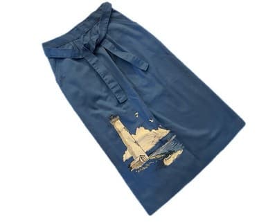 Vintage COASTAL LIGHTHOUSE SEAGULL BIRD Wrap Skirt Cottage Core Fisherman Beach - Thumbnail 2