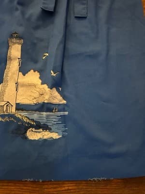 Vintage COASTAL LIGHTHOUSE SEAGULL BIRD Wrap Skirt Cottage Core Fisherman Beach - Thumbnail 16