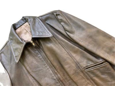 Vintage 1960’s Genuine Leather Bomber Jacket Festival Coat Womens Marbled Brown - Thumbnail 4