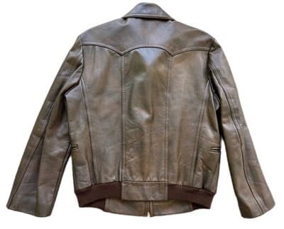 Vintage 1960’s Genuine Leather Bomber Jacket Festival Coat Womens Marbled Brown - Thumbnail 3