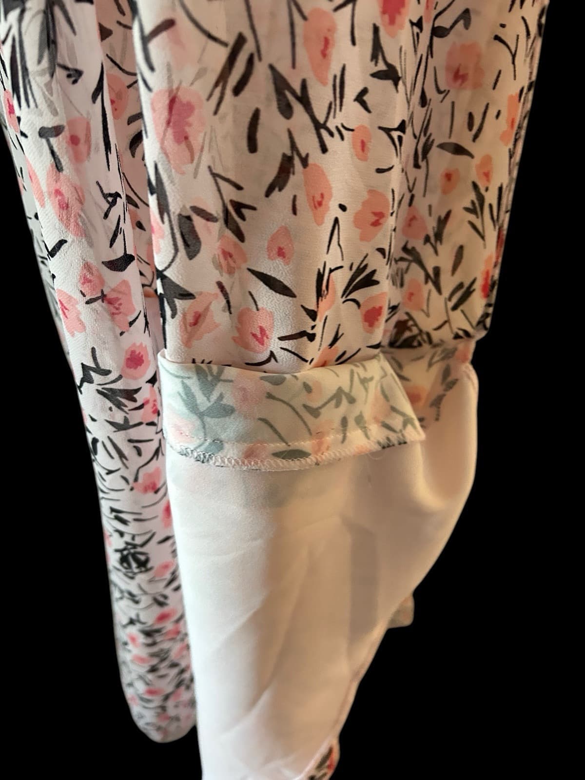 6 TALBOTS Pink Silk Belted Dress Gathered Sleeve Cottagecore Shabby Floral Chic - Thumbnail 2