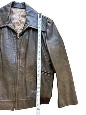 Vintage 1960’s Genuine Leather Bomber Jacket Festival Coat Womens Marbled Brown - Thumbnail 9