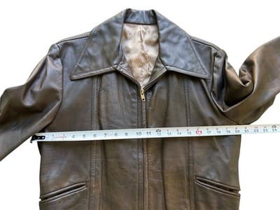 Vintage 1960’s Genuine Leather Bomber Jacket Festival Coat Womens Marbled Brown - Thumbnail 10