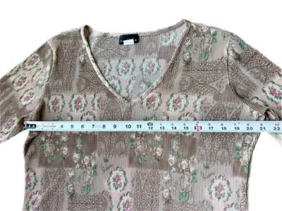 Vintage Y2K PINK ROSES Cottage Core Top Shirt Whimsical Blouse Crinkle Large - Thumbnail 6