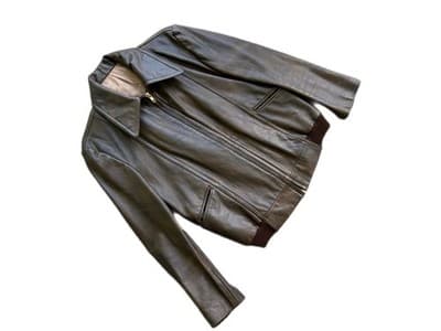 Vintage 1960’s Genuine Leather Bomber Jacket Festival Coat Womens Marbled Brown - Thumbnail 2