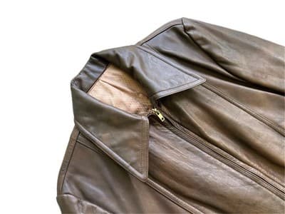 Vintage 1960’s Genuine Leather Bomber Jacket Festival Coat Womens Marbled Brown - Thumbnail 5