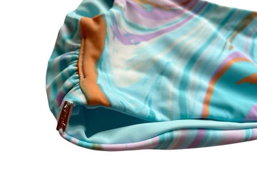 Victorias Secret Swimsuit Top Crop Top Shirt Groovy Print NWT Blue Coral Large - Thumbnail 2