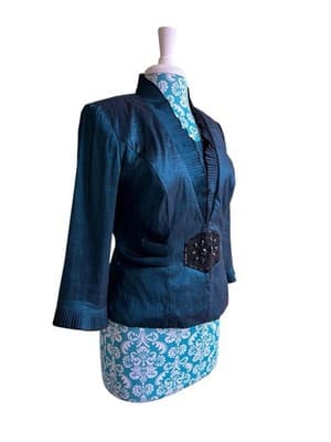 Carol Lin JR Nites Teal Jacket Top Camisole SET Evening Glam Holiday Christmas - Thumbnail 2