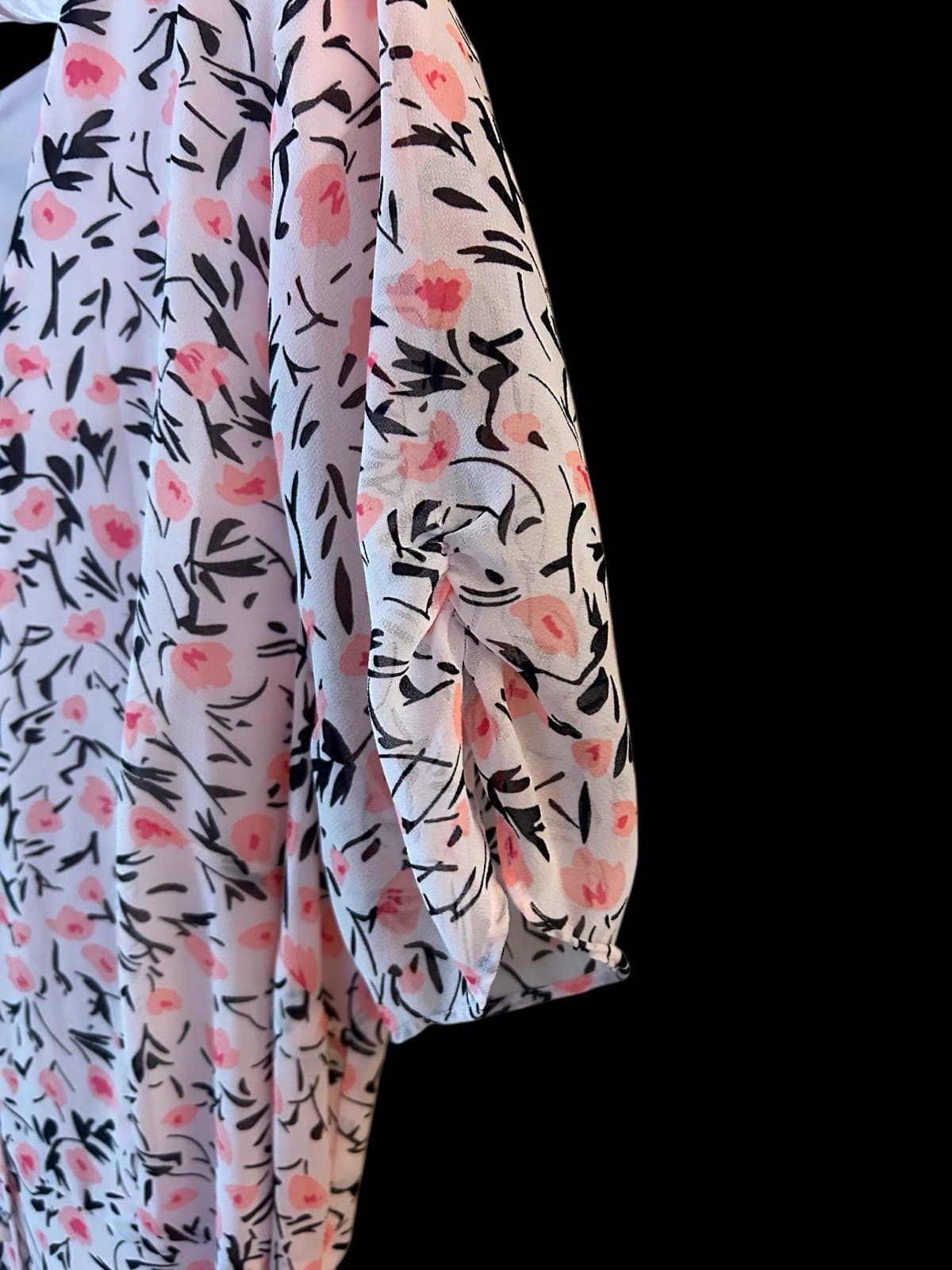6 TALBOTS Pink Silk Belted Dress Gathered Sleeve Cottagecore Shabby Floral Chic - Thumbnail 4