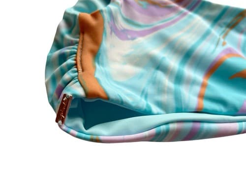 Victorias Secret Swimsuit Top Crop Top Shirt Groovy Print NWT Blue Coral Large - Thumbnail 6