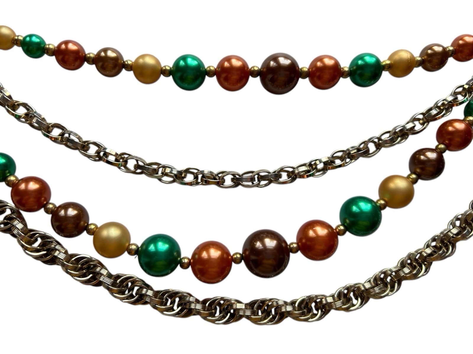 Vintage Multi Strand Pearl Necklace 1950s 1960s Jewelry Romantic Choker Rust - Thumbnail 5