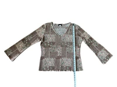 Vintage Y2K PINK ROSES Cottage Core Top Shirt Whimsical Blouse Crinkle Large - Thumbnail 5