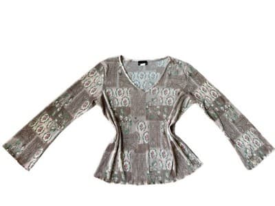 Vintage Y2K PINK ROSES Cottage Core Top Shirt Whimsical Blouse Crinkle Large - Thumbnail 2
