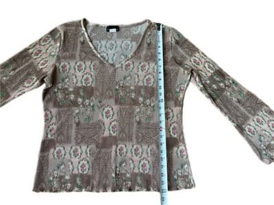 Vintage Y2K PINK ROSES Cottage Core Top Shirt Whimsical Blouse Crinkle Large - Thumbnail 4