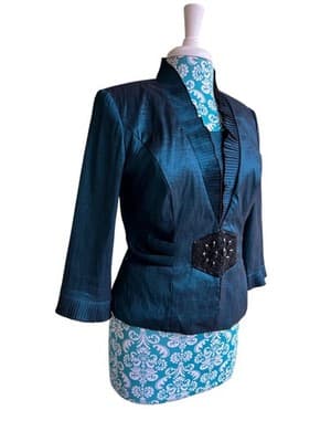 Carol Lin JR Nites Teal Jacket Top Camisole SET Evening Glam Holiday Christmas - Thumbnail 6