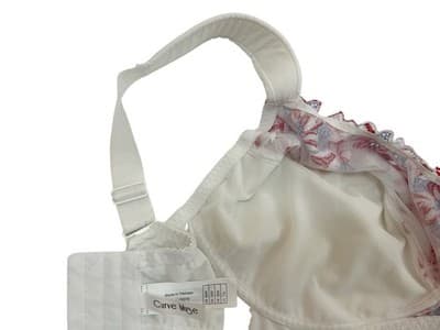 BEAUTIFUL CURVE MUSE White & Red Embroidered Flowers Bra 46DD Plus Sized Volup - Thumbnail 5
