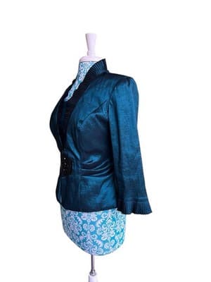 Carol Lin JR Nites Teal Jacket Top Camisole SET Evening Glam Holiday Christmas - Thumbnail 10