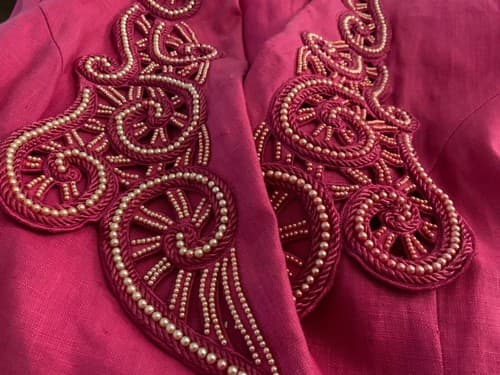 Vintage 1980’s Womens Jacket Orlando Rossi Avant Garde Pearl Bodice Pink Linen - Thumbnail 6