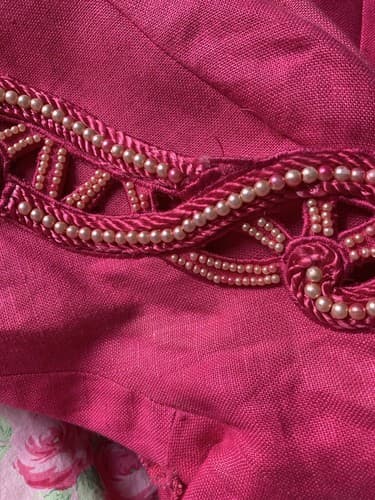 Vintage 1980’s Womens Jacket Orlando Rossi Avant Garde Pearl Bodice Pink Linen - Thumbnail 7