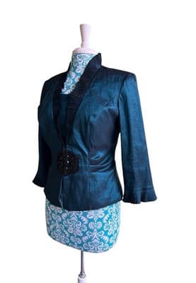 Carol Lin JR Nites Teal Jacket Top Camisole SET Evening Glam Holiday Christmas - Thumbnail 13