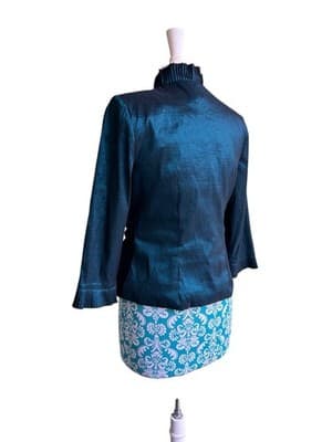 Carol Lin JR Nites Teal Jacket Top Camisole SET Evening Glam Holiday Christmas - Thumbnail 9