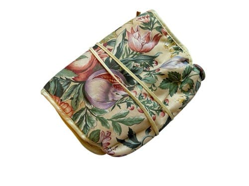 Vintage 1980s Jewelry Toiletry Roll Floral Cotton Shabby Chic Boho Grunge Travel - Thumbnail 6