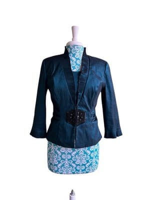 Carol Lin JR Nites Teal Jacket Top Camisole SET Evening Glam Holiday Christmas - Thumbnail 15