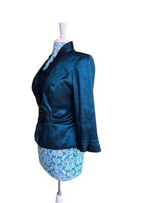 Carol Lin JR Nites Teal Jacket Top Camisole SET Evening Glam Holiday Christmas - Thumbnail 12