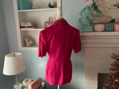 Vintage 1980’s Womens Jacket Orlando Rossi Avant Garde Pearl Bodice Pink Linen - Thumbnail 5