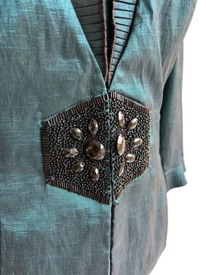 Carol Lin JR Nites Teal Jacket Top Camisole SET Evening Glam Holiday Christmas - Thumbnail 7
