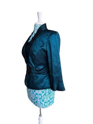Carol Lin JR Nites Teal Jacket Top Camisole SET Evening Glam Holiday Christmas - Thumbnail 11