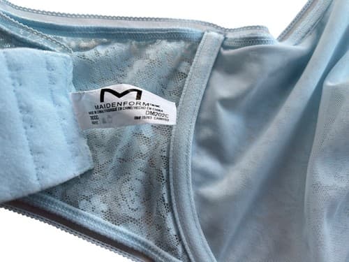 38DDD Maidenform Pastel Baby Blue Floral Lace Bra Lingerie Volup Pinup Coquette - Thumbnail 4