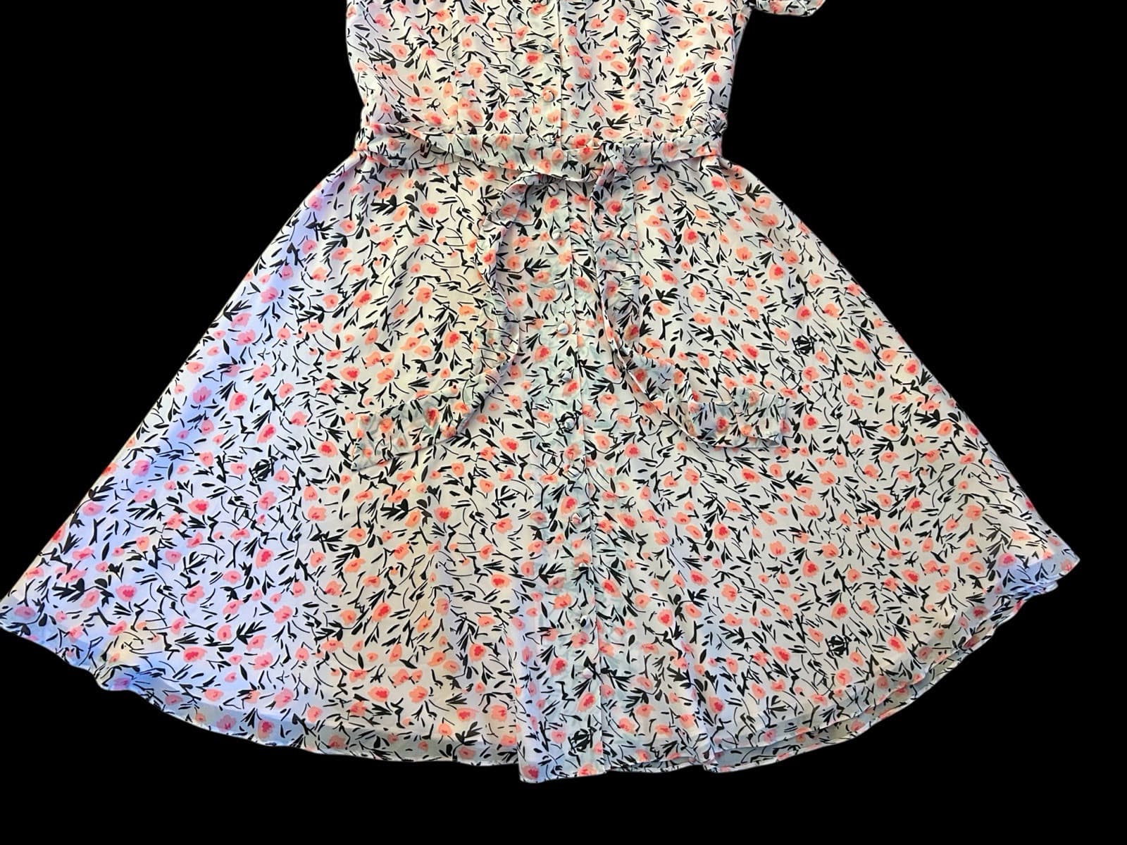 6 TALBOTS Pink Silk Belted Dress Gathered Sleeve Cottagecore Shabby Floral Chic - Thumbnail 13