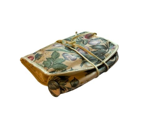 Vintage 1980s Jewelry Toiletry Roll Floral Cotton Shabby Chic Boho Grunge Travel - Thumbnail 4
