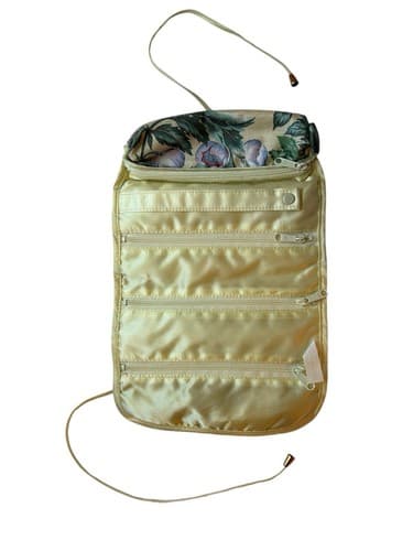 Vintage 1980s Jewelry Toiletry Roll Floral Cotton Shabby Chic Boho Grunge Travel - Thumbnail 5