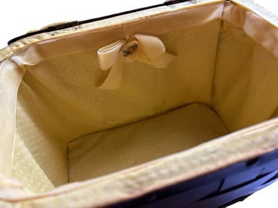Vtg Wicker Box Purse Yellow Mod DAISY Handbag Velvet Ribbon Mirror Cottagecore - Thumbnail 8