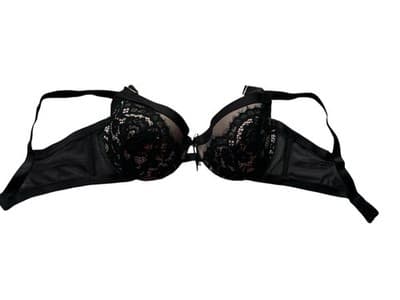 SMART & SEXY BRA SCALLOPED LACE 38D LINGERIE COQUETTE VOLUP NUDE/BLUSH BLACK - Thumbnail 4
