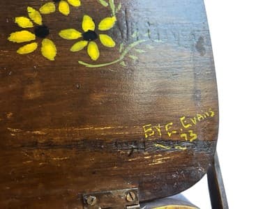 Vtg Wicker Box Purse Yellow Mod DAISY Handbag Velvet Ribbon Mirror Cottagecore - Thumbnail 6
