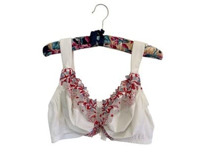 BEAUTIFUL CURVE MUSE White & Red Embroidered Flowers Bra 46DD Plus Sized Volup - Thumbnail 4