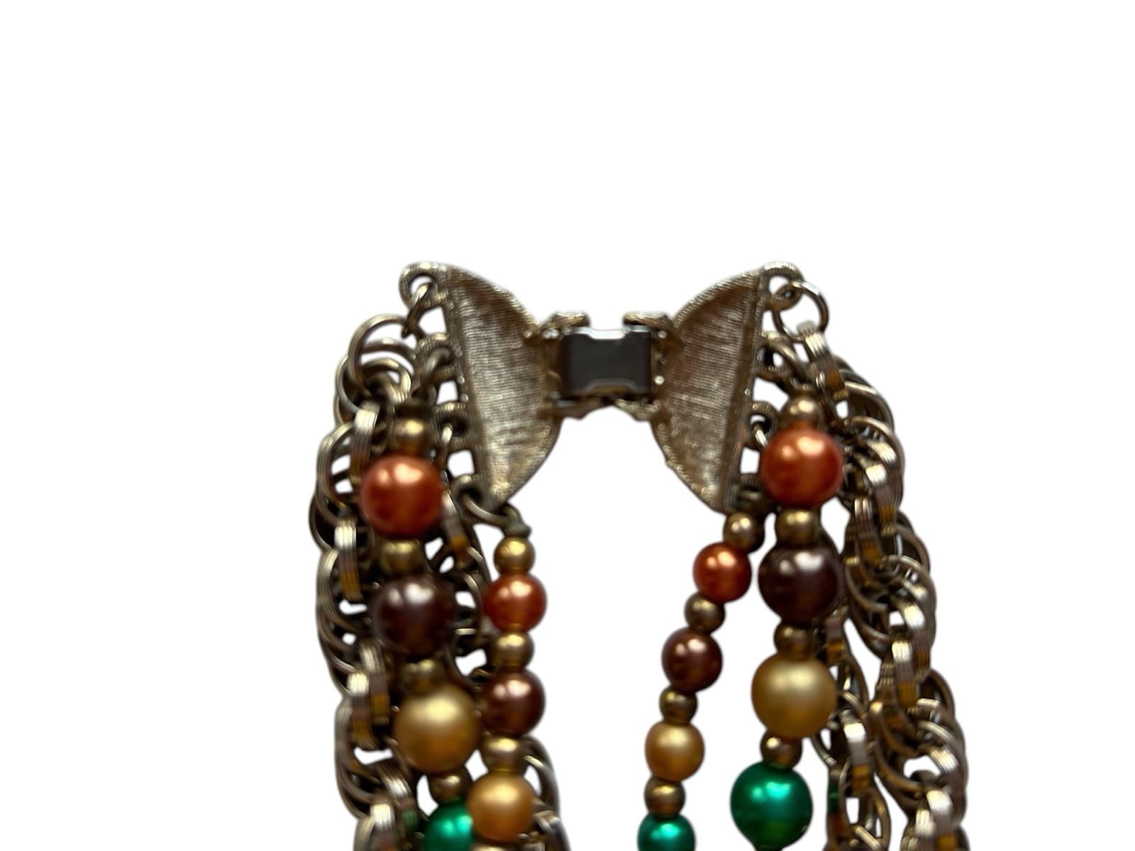 Vintage Multi Strand Pearl Necklace 1950s 1960s Jewelry Romantic Choker Rust - Thumbnail 4