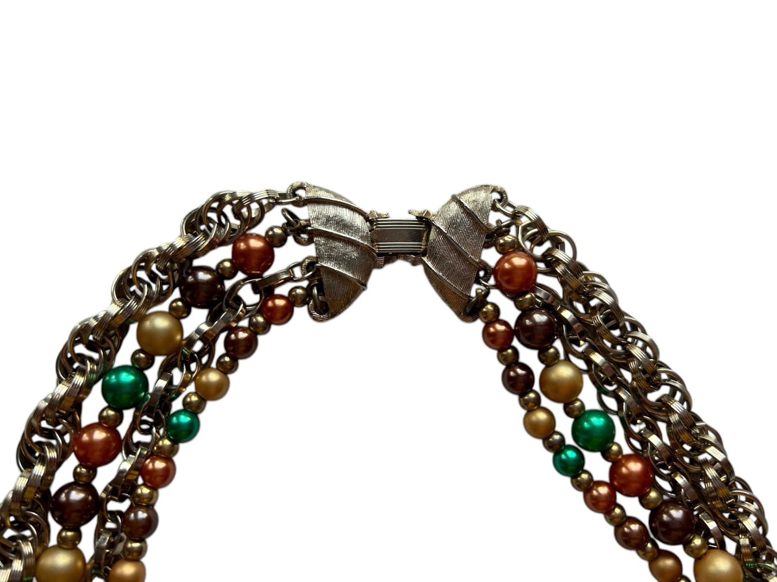 Vintage Multi Strand Pearl Necklace 1950s 1960s Jewelry Romantic Choker Rust - Thumbnail 3