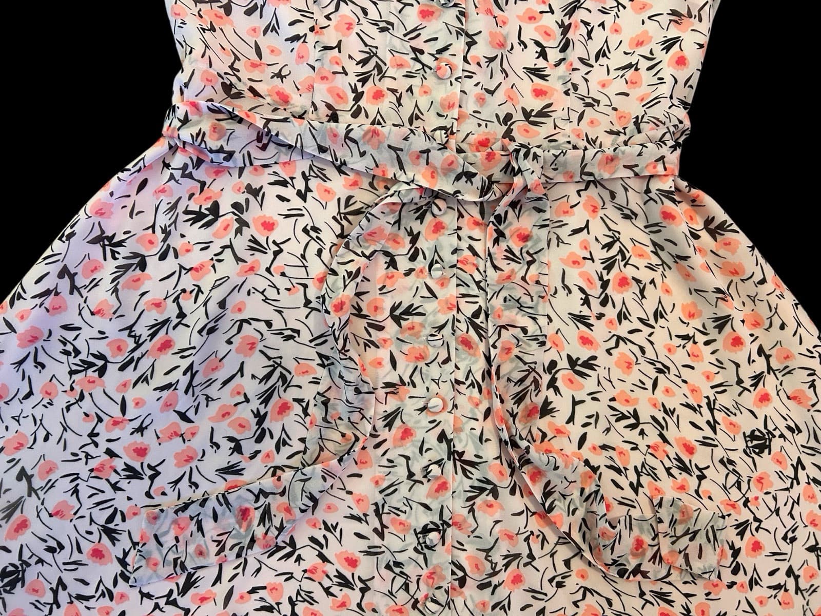 6 TALBOTS Pink Silk Belted Dress Gathered Sleeve Cottagecore Shabby Floral Chic - Thumbnail 8