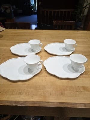 Vintage Indiana Glass Colony Harvest White Milk Glass Snack Set of 3 [COPY]