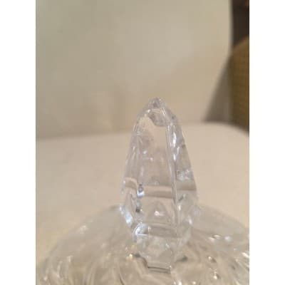 Vintage European Cut Crystal 3 Footed Candy Dish Frosted Rose AS IS Finial Chip - Thumbnail 8