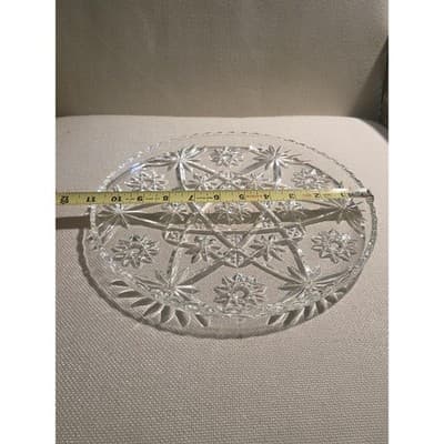 Anchor Hocking Crystal 11 Inch Round Decorative Platter - Star of David Pattern - Thumbnail 4