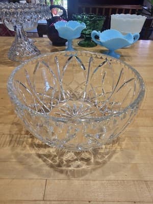 Vintage Godinger Dublin Crystal 9 Inch Salad Serving Bowl Cut Glass 1990s
