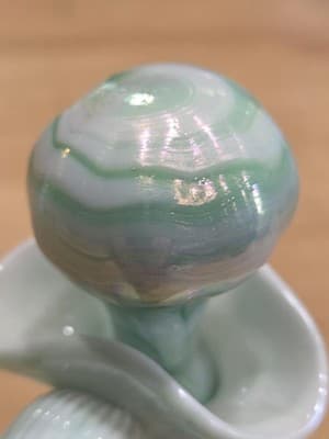 Hand Blown Seafoam Green Swirl Opalescent Cruet Pitcher 7 Inch - Thumbnail 4