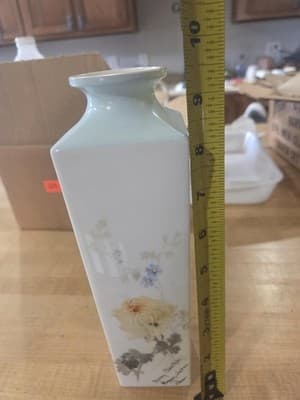 Vintage Noritake Bone China 9.5" Square Floral Vase Nippon Toki Kaisha - Thumbnail 6